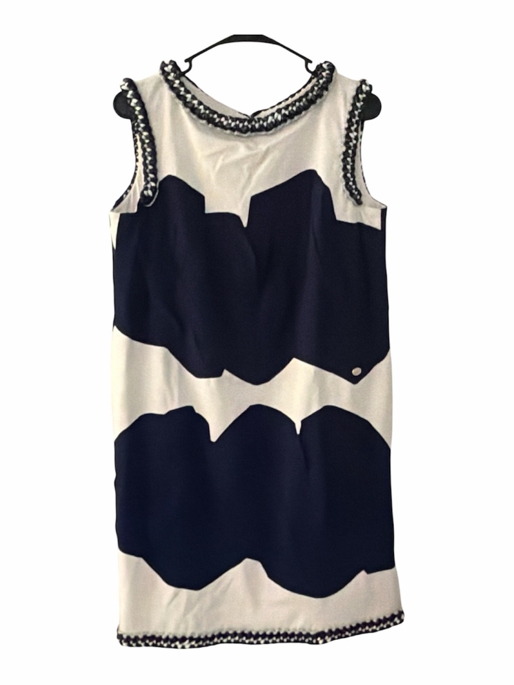 CHANEL Navy and White Braided Headband runnay 2014 silk and cotton blend